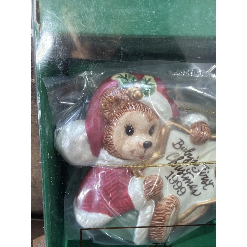 Fitz & Floyd 1999 Baby's First Christmas Collector Series Bear Ornament New Vtg